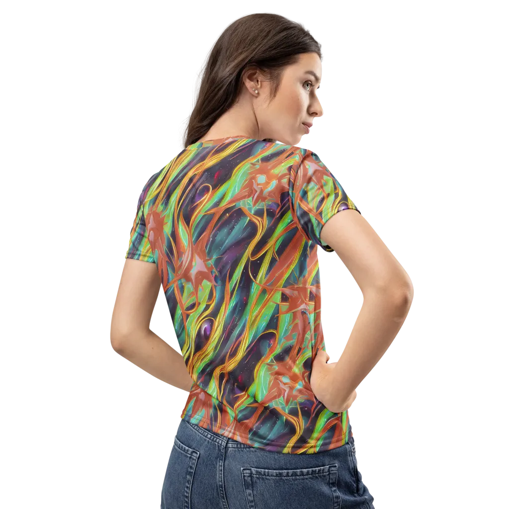 Neon Tidal Bloom on Women's Crew Neck T-Shirt — Back