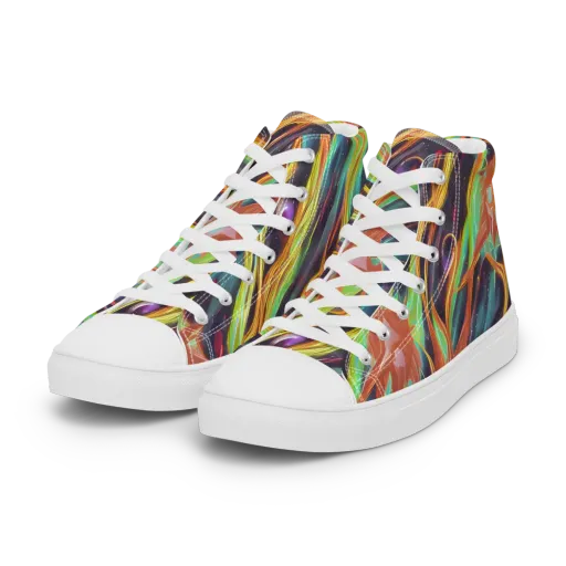 Neon Tidal Bloom on a Women's High Top Canvas Shoes