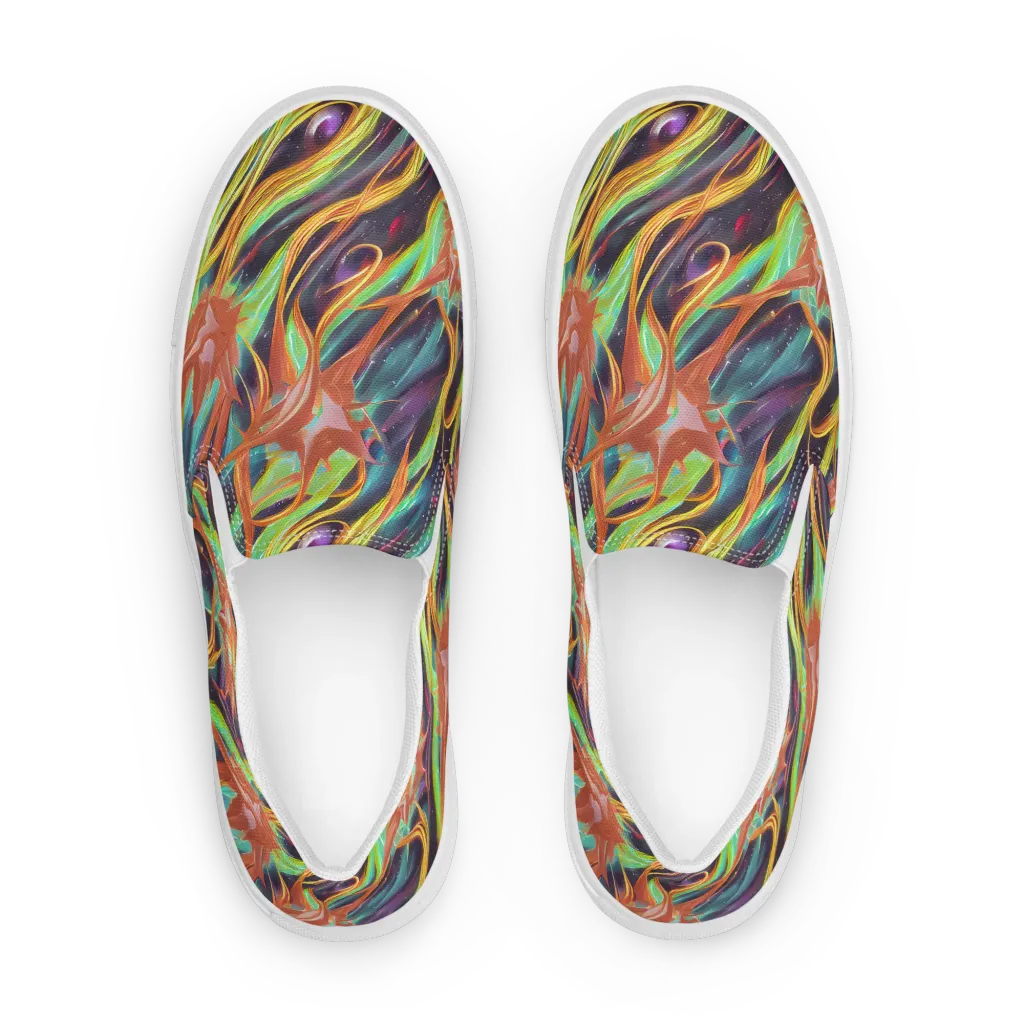 Neon Tidal Bloom on Men's Slip-On Canvas Shoes — Front