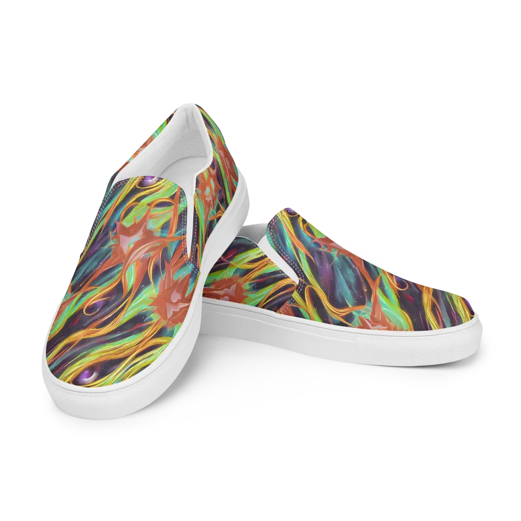 Neon Tidal Bloom on Men's Slip-On Canvas Shoes — Left Front