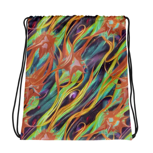 Neon Tidal Bloom on a Drawstring Bag