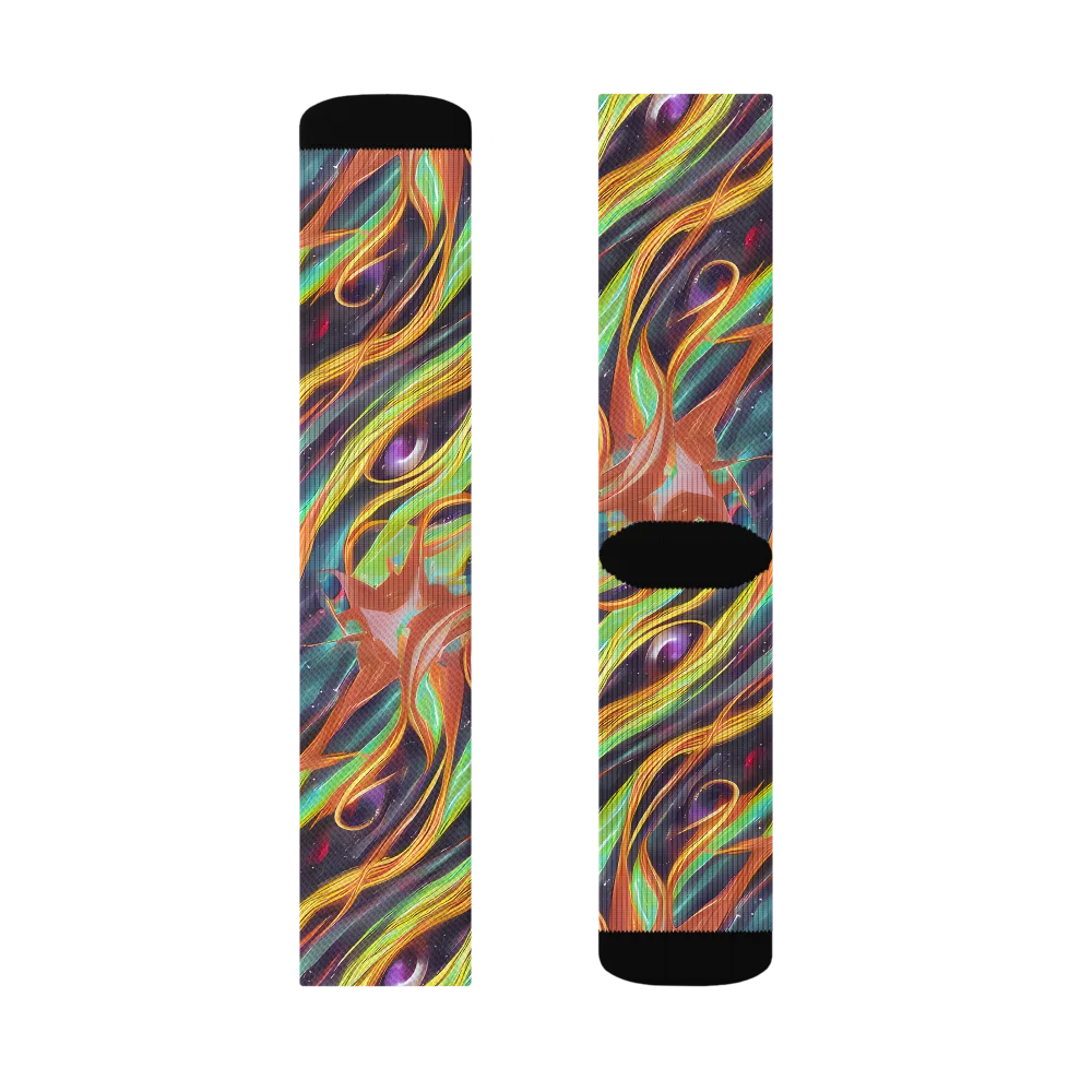 Neon Tidal Bloom on Socks — Left Sock