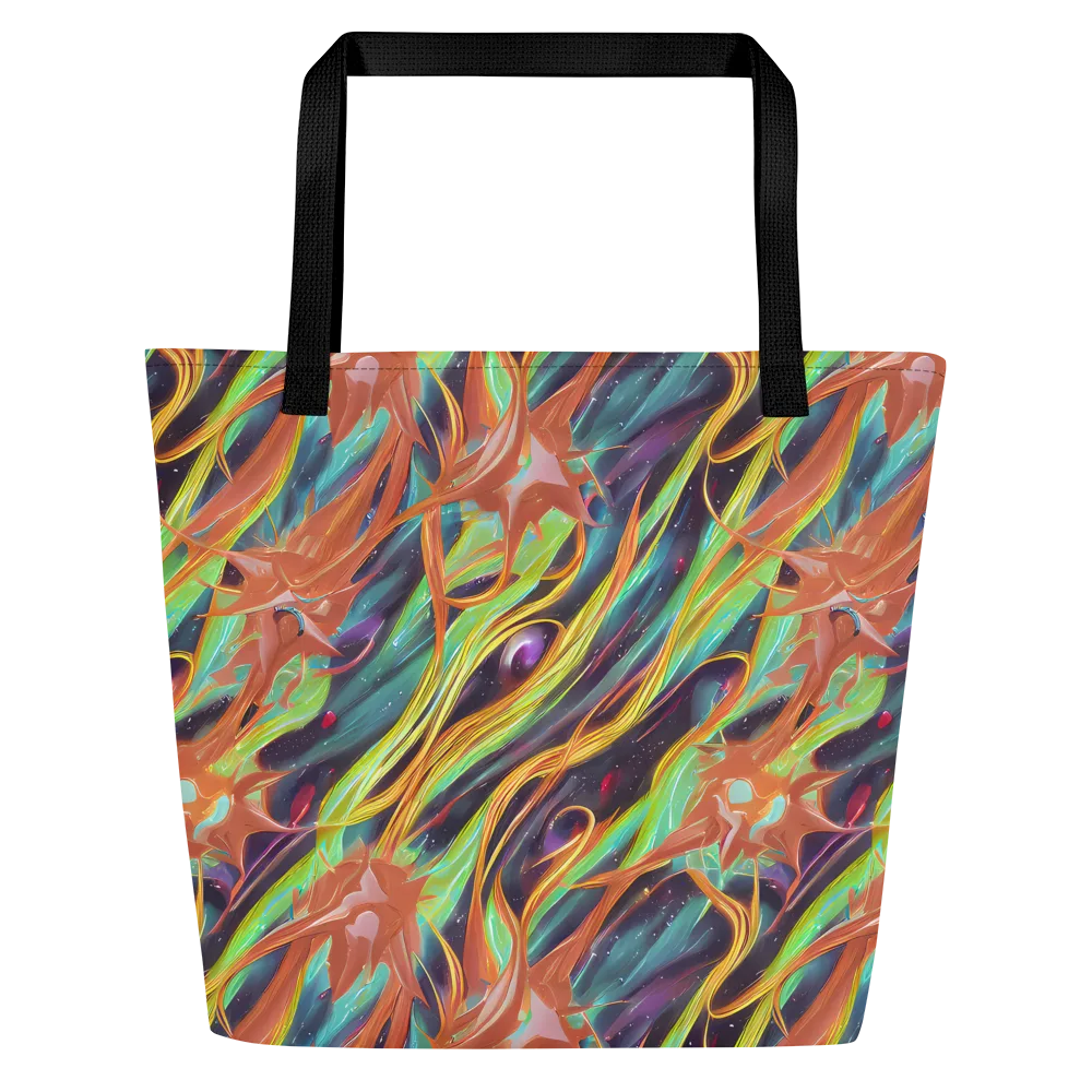 Neon Tidal Bloom on Large Tote Bag W/ Pocket — Front