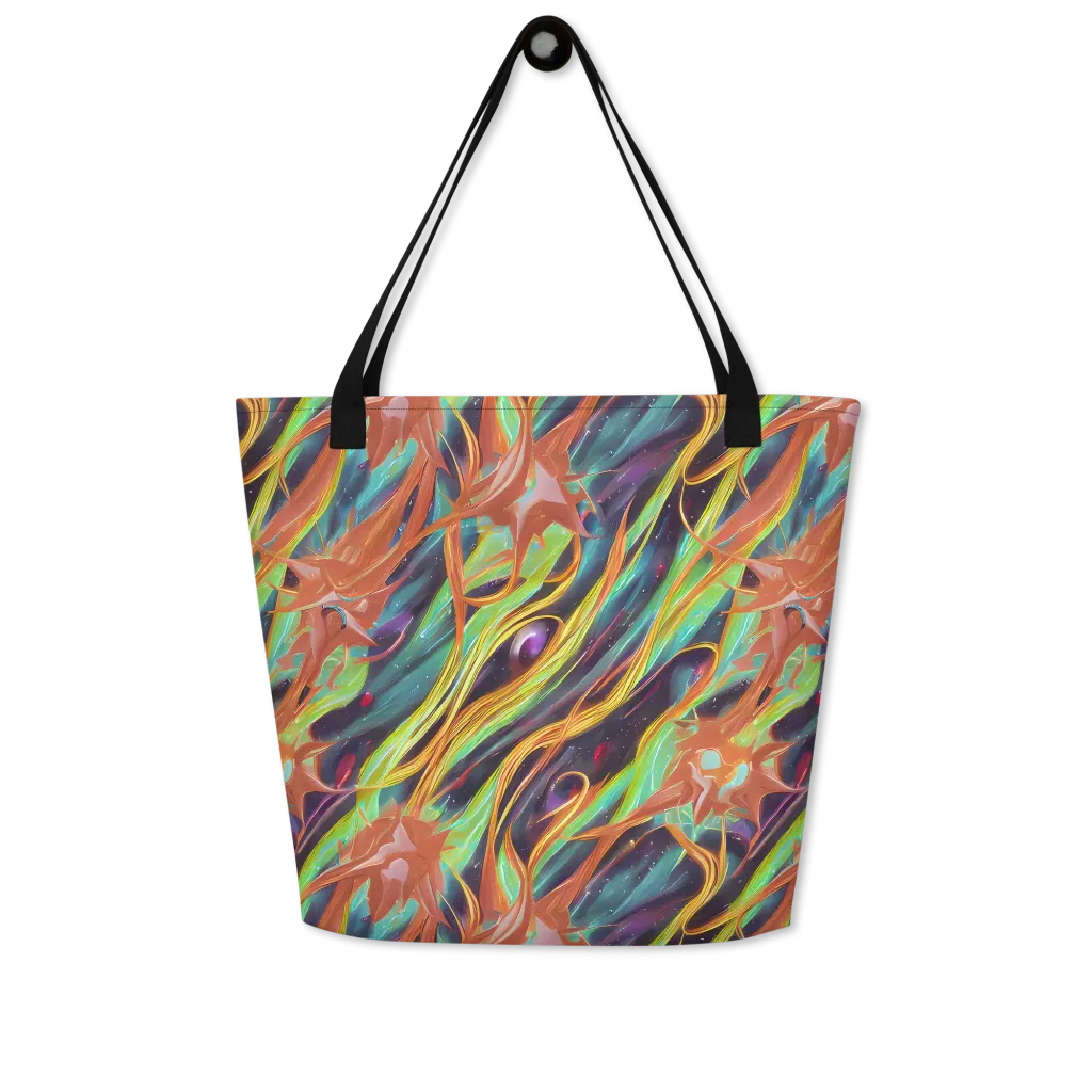 Neon Tidal Bloom on Large Tote Bag W/ Pocket — Front