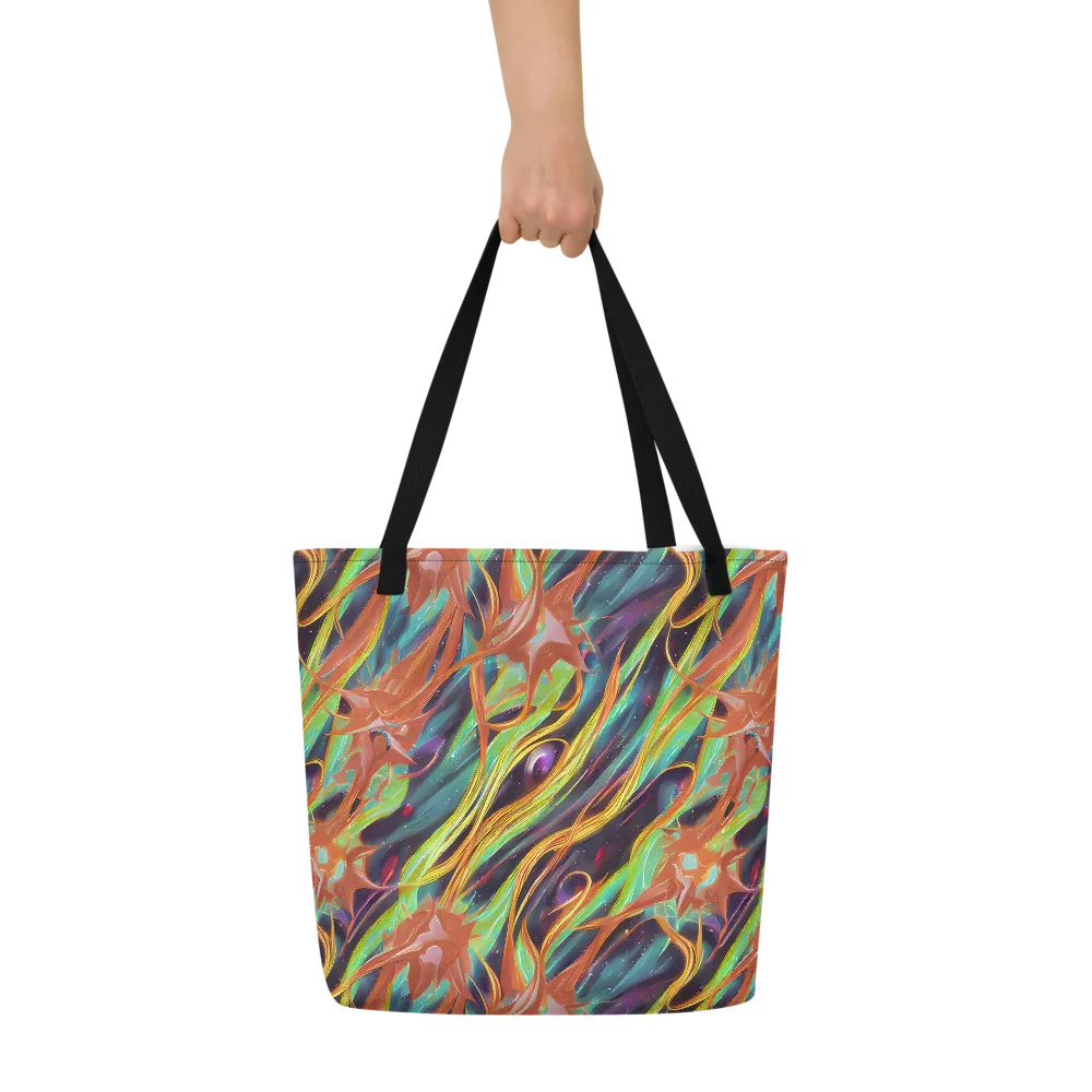 Neon Tidal Bloom on Large Tote Bag W/ Pocket — Front