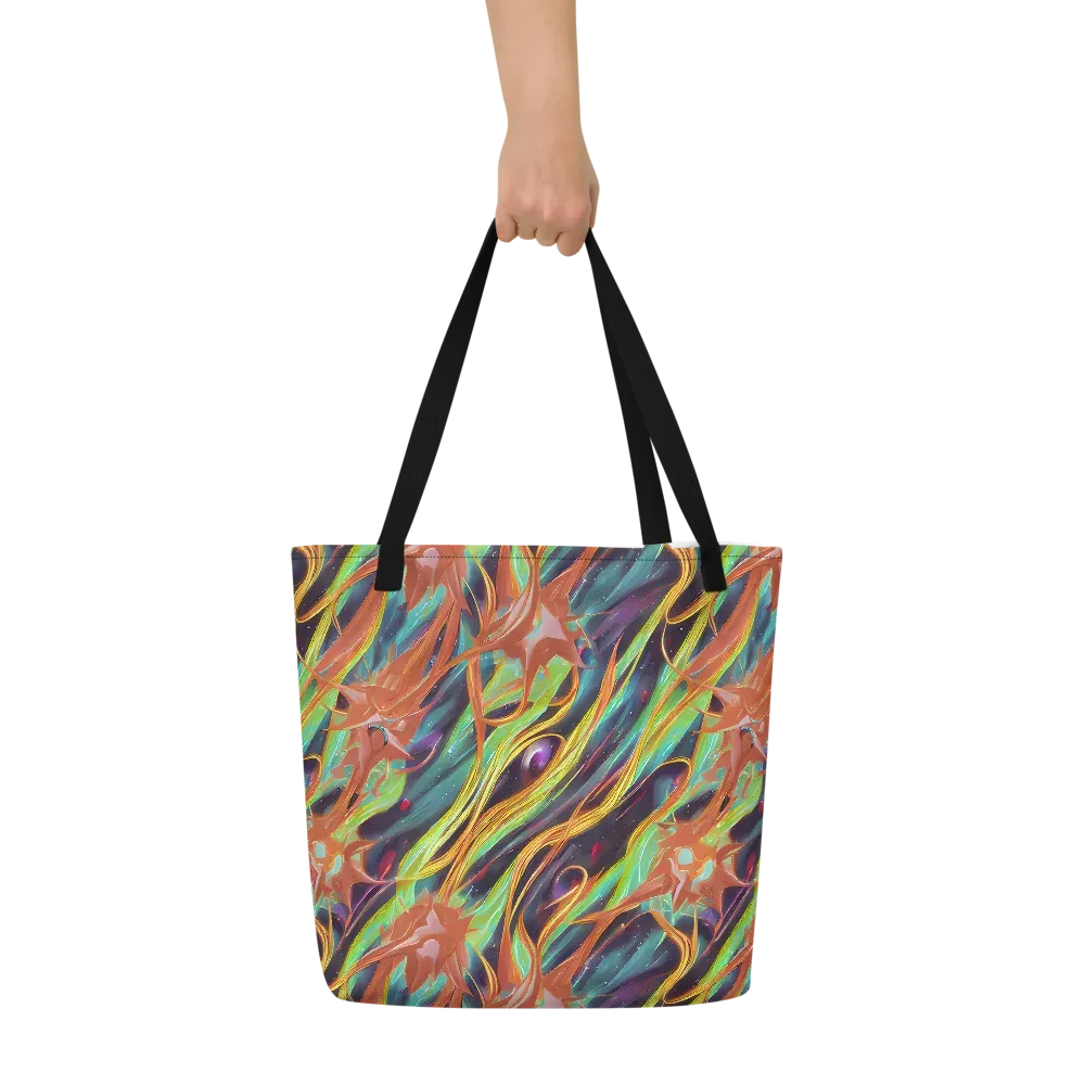 Neon Tidal Bloom on Large Tote Bag W/ Pocket — Front