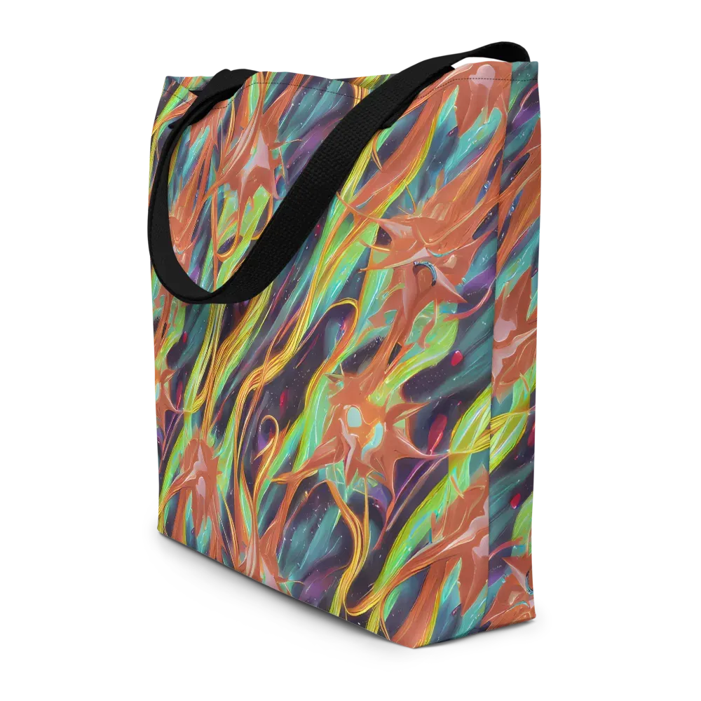 Neon Tidal Bloom on Large Tote Bag W/ Pocket — Front