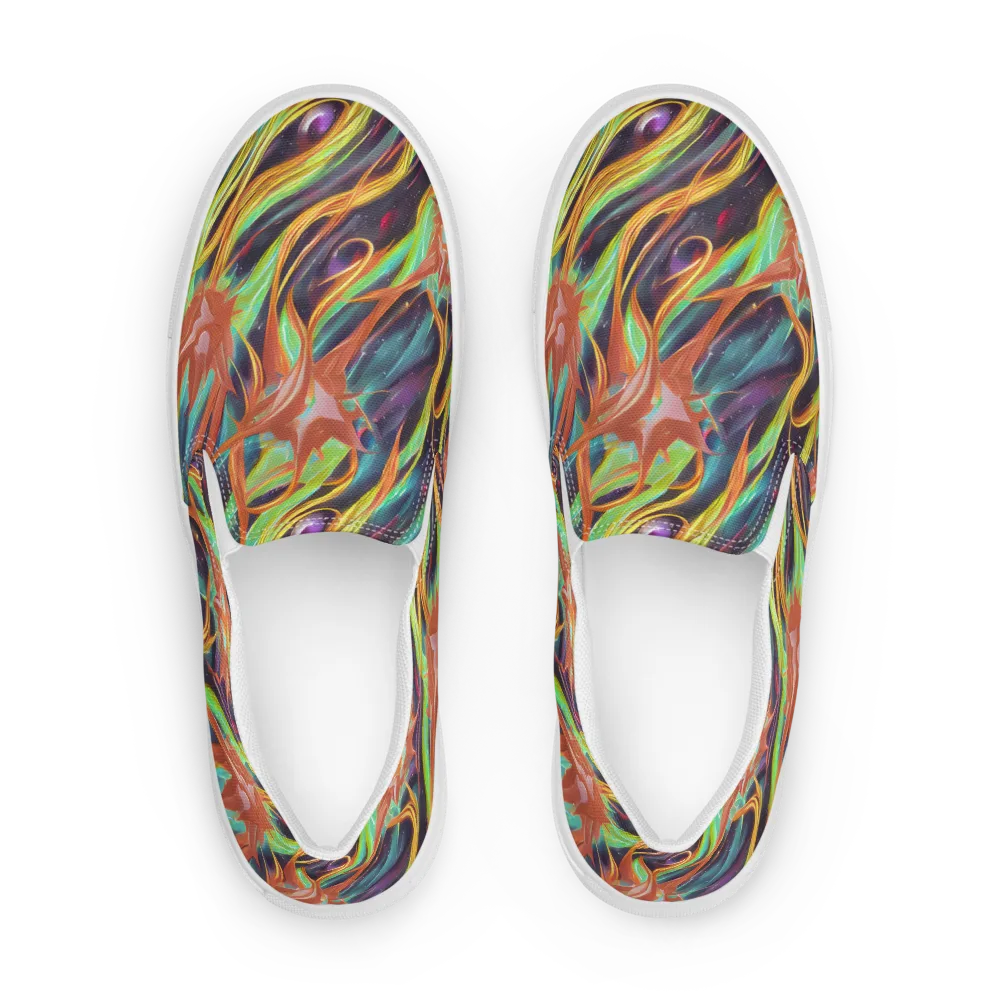 Neon Tidal Bloom on Women's Slip-On Canvas Shoes — Front