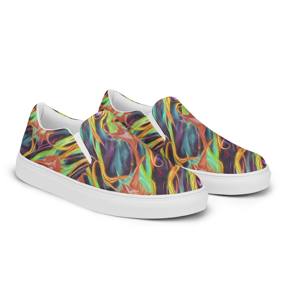 Neon Tidal Bloom on Women's Slip-On Canvas Shoes — Right Front
