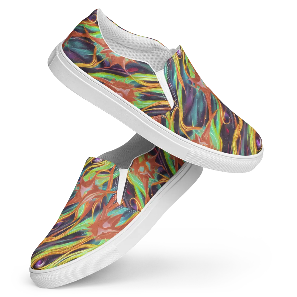 Neon Tidal Bloom on Women's Slip-On Canvas Shoes — Front