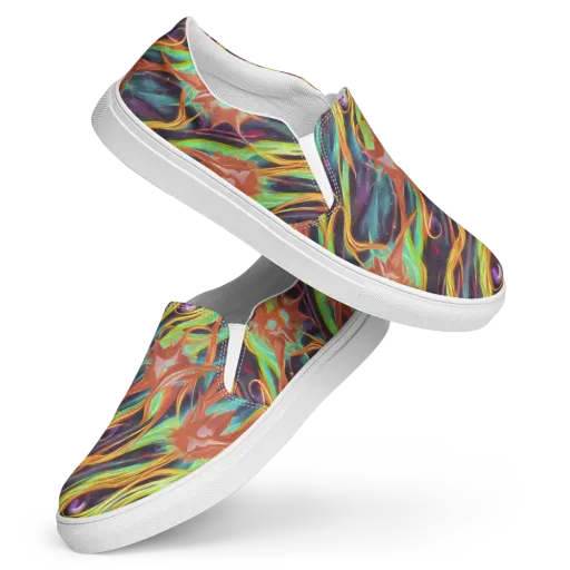 Neon Tidal Bloom on a Women's Slip-On Canvas Shoes