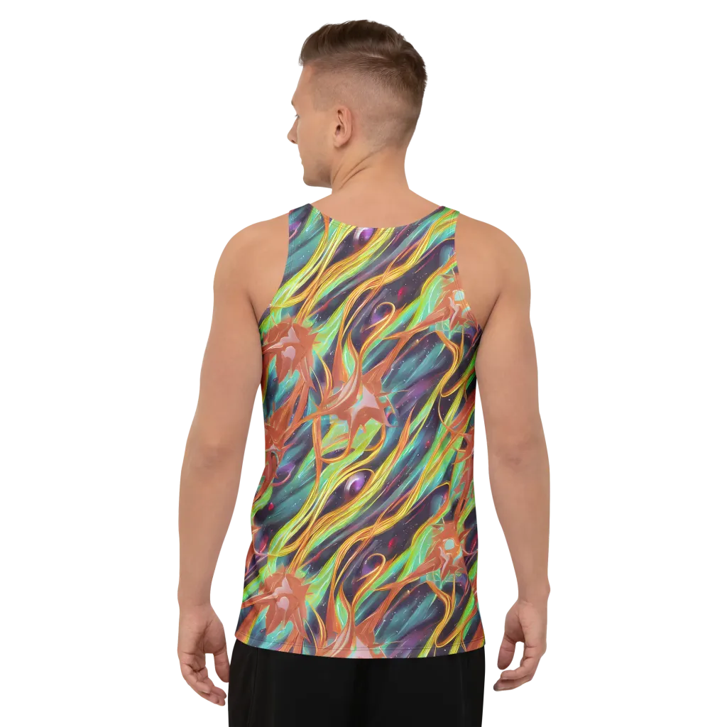 Neon Tidal Bloom on Men's Tank Top — Back