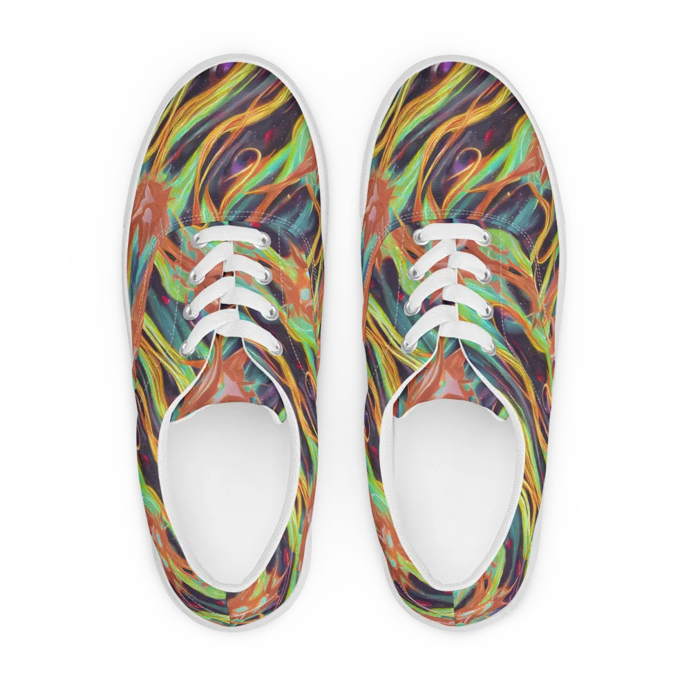 Neon Tidal Bloom on Men's Lace-Up Canvas Shoes — Front