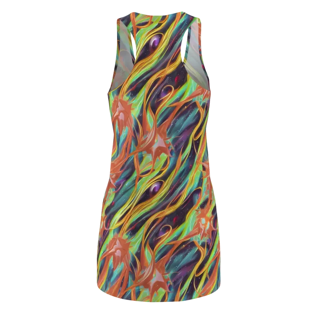Neon Tidal Bloom on Racerback Dress — Back