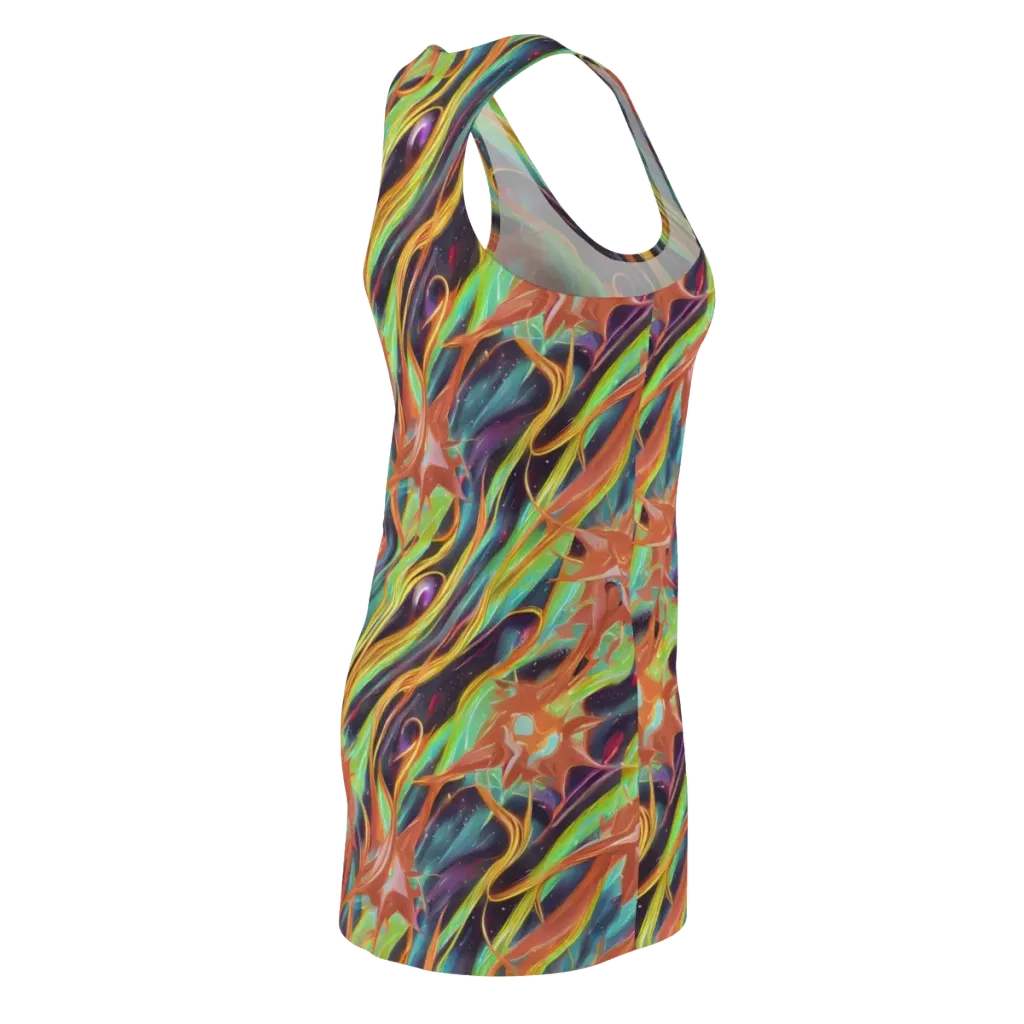 Neon Tidal Bloom on Racerback Dress — Back Side