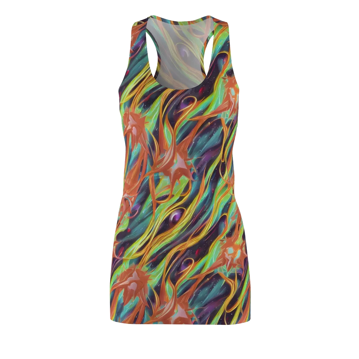 Neon Tidal Bloom on Racerback Dress — Front