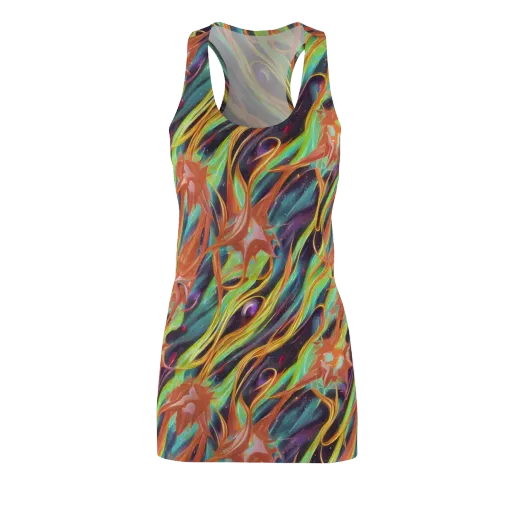 Neon Tidal Bloom on a Racerback Dress