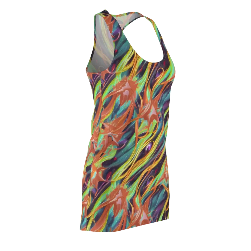 Neon Tidal Bloom on Racerback Dress — Front Side