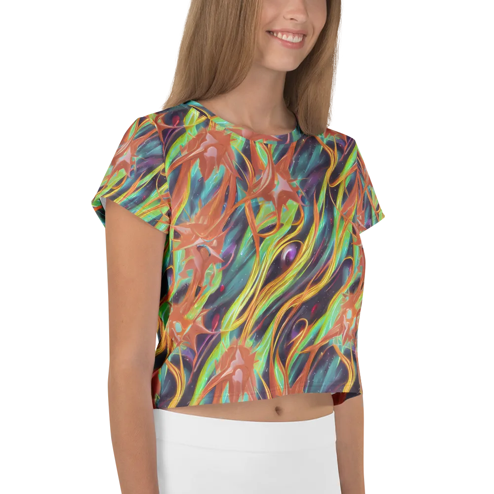 Neon Tidal Bloom on Crop Tee — Right