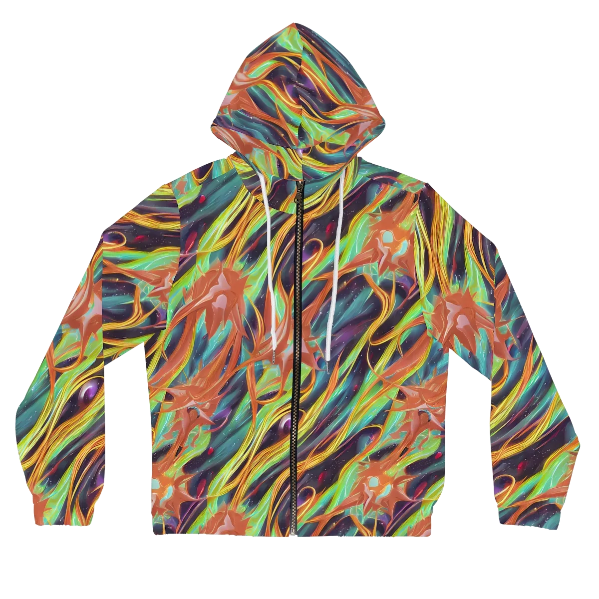 Neon Tidal Bloom on Women's Full-Zip Hoodie — Front