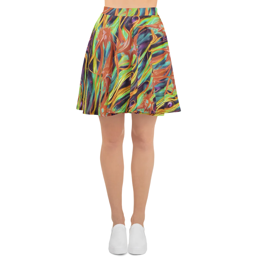 Neon Tidal Bloom on Skater Skirt — Front