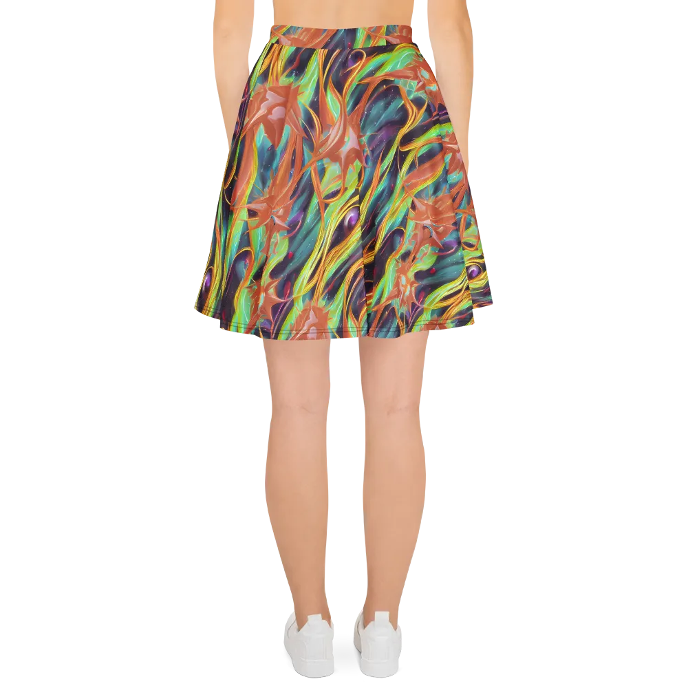Neon Tidal Bloom on Skater Skirt — Back