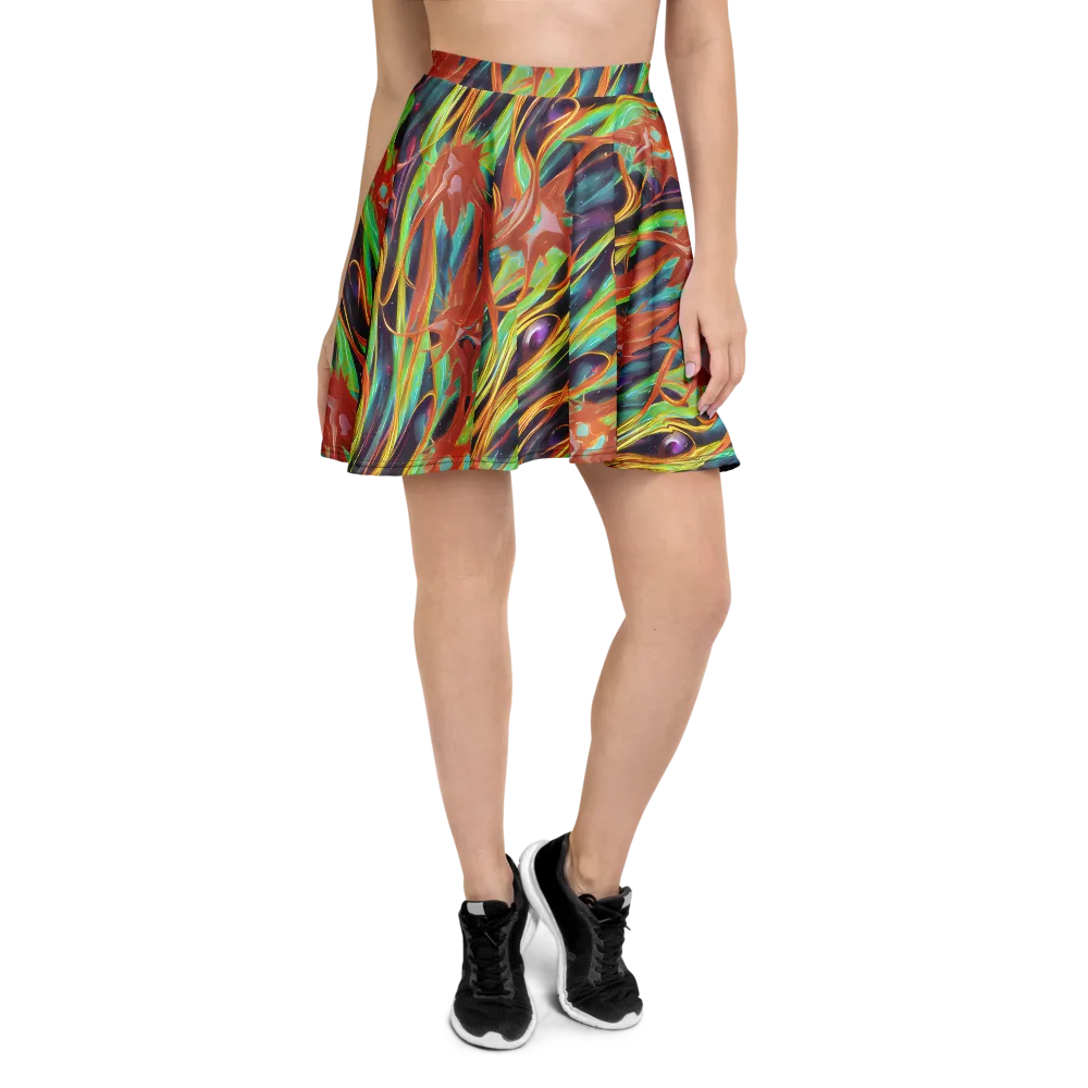 Neon Tidal Bloom on Skater Skirt — Front