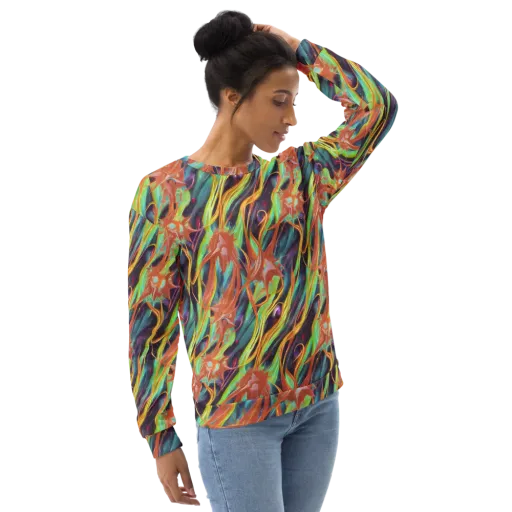 Neon Tidal Bloom on a Sweatshirt