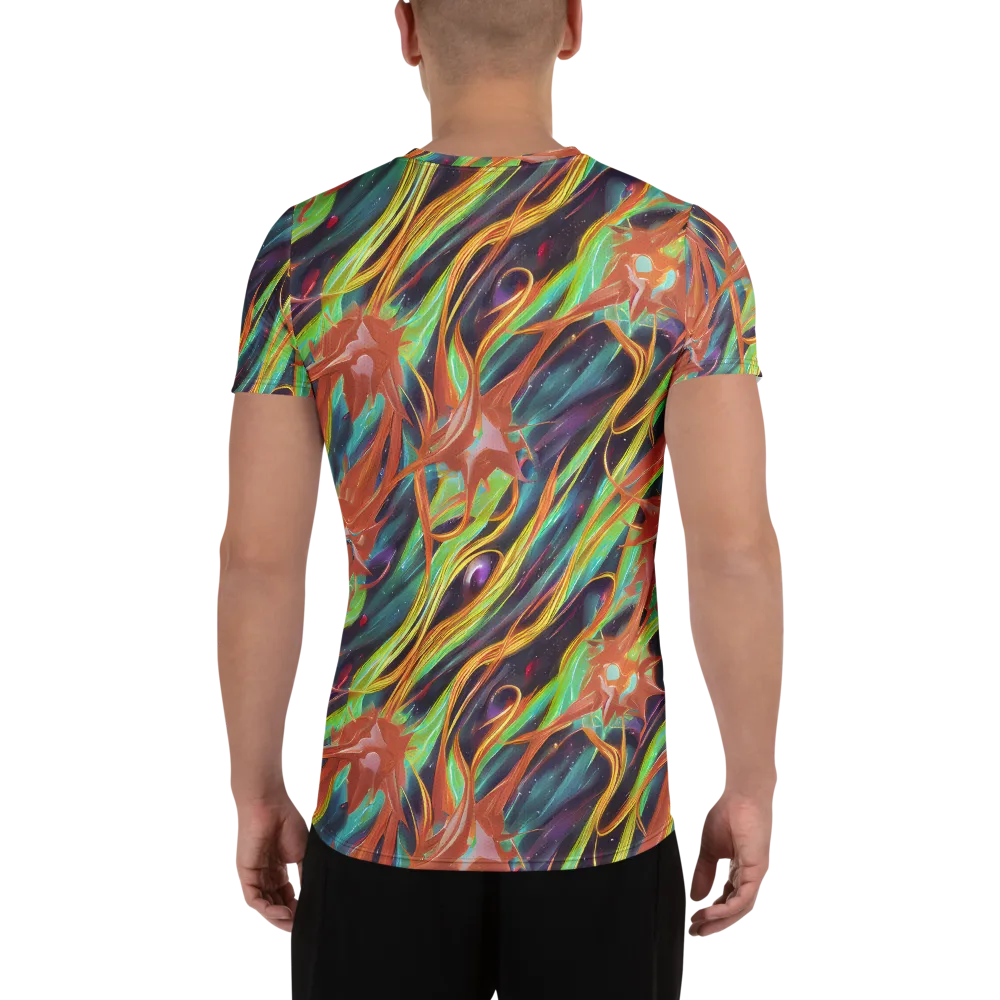 Neon Tidal Bloom on Men's Athletic T-Shirt — Back