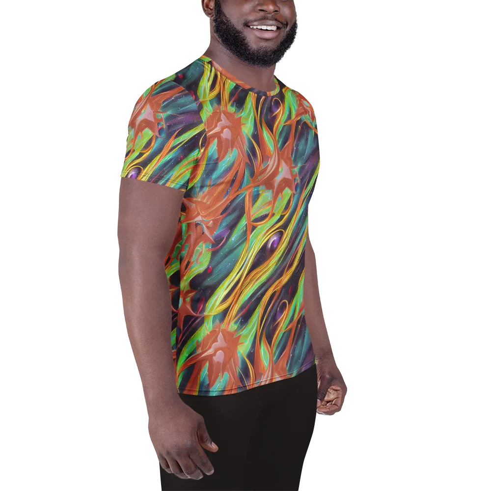 Neon Tidal Bloom on Men's Athletic T-Shirt — Right