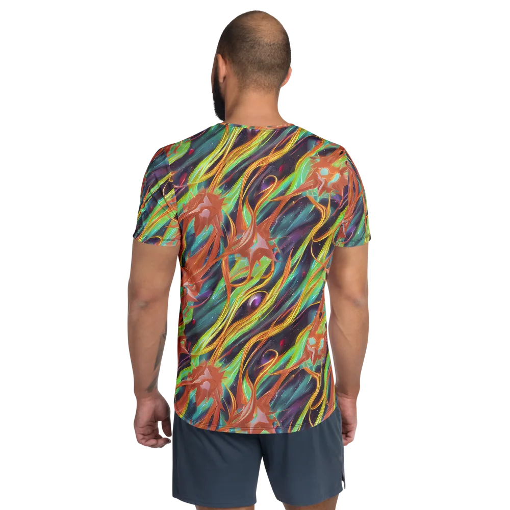 Neon Tidal Bloom on Men's Athletic T-Shirt — Back