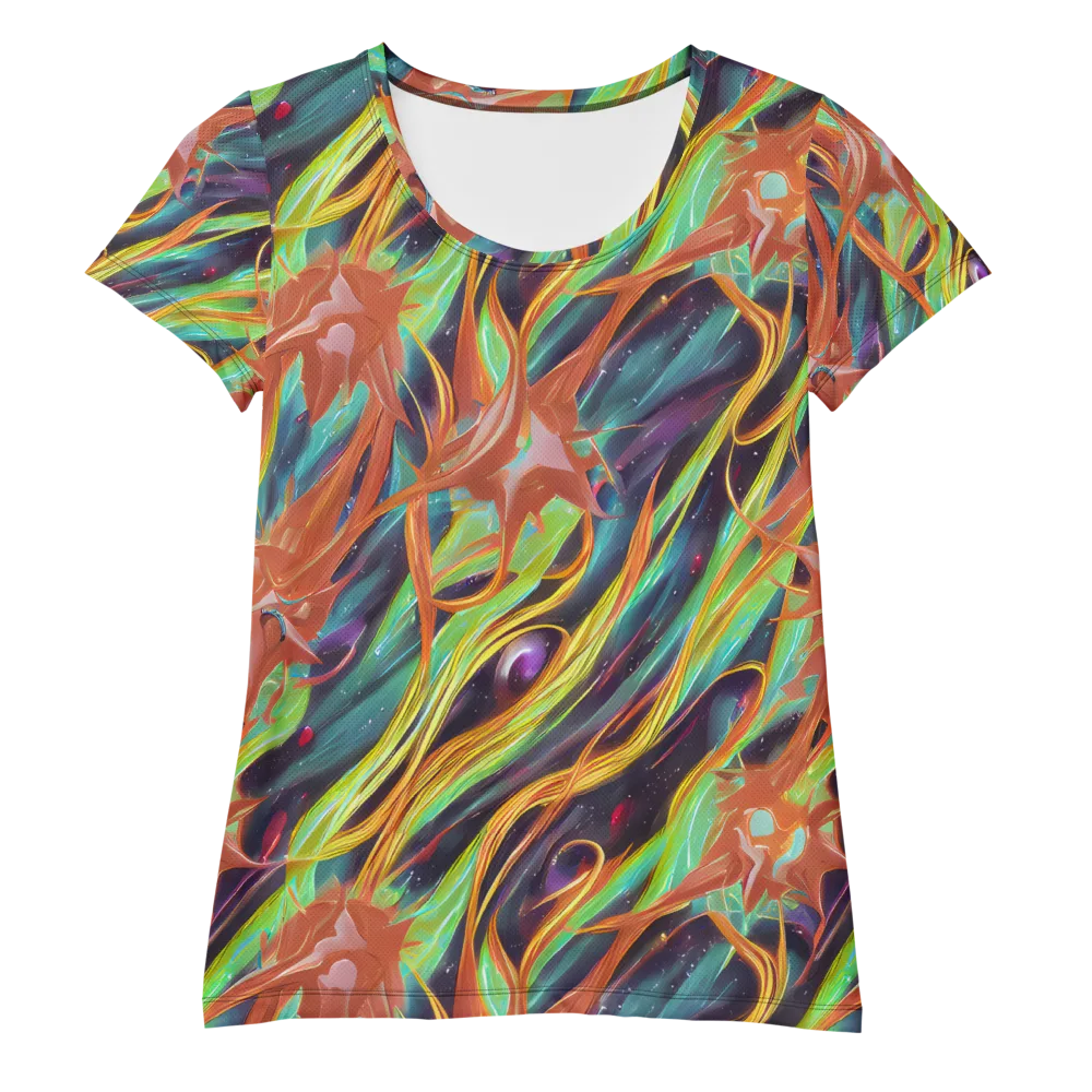 Neon Tidal Bloom on Women's Athletic T-Shirt — Front