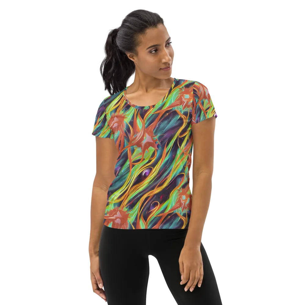 Neon Tidal Bloom on Women's Athletic T-Shirt — Front