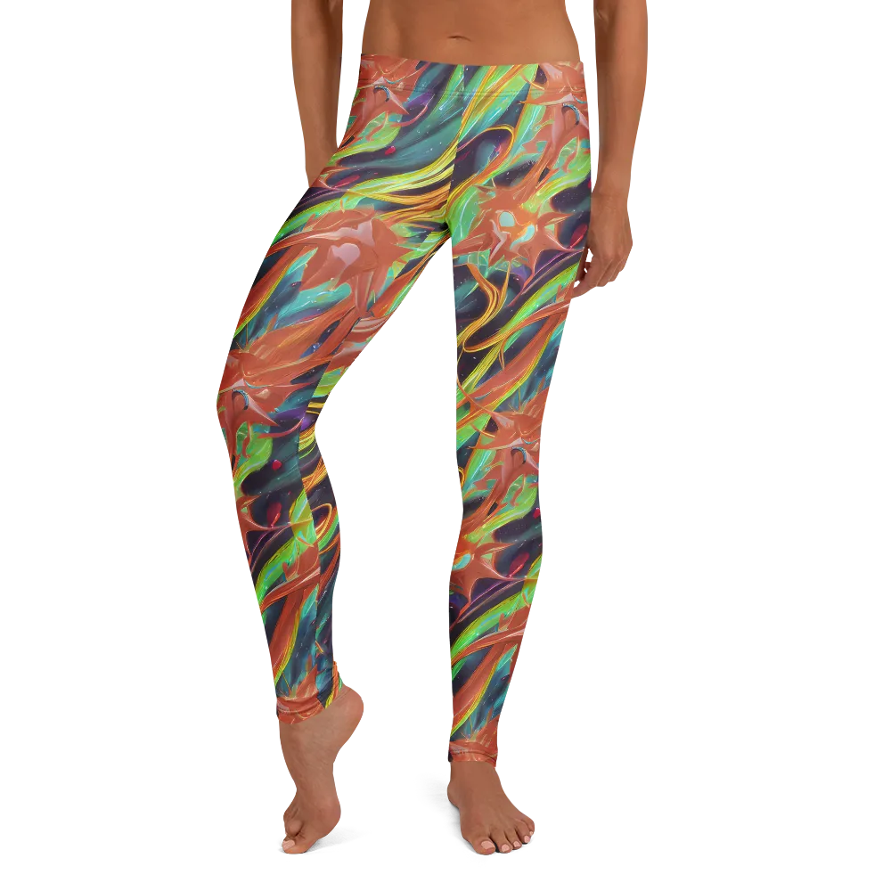Neon Tidal Bloom on Leggings — Front