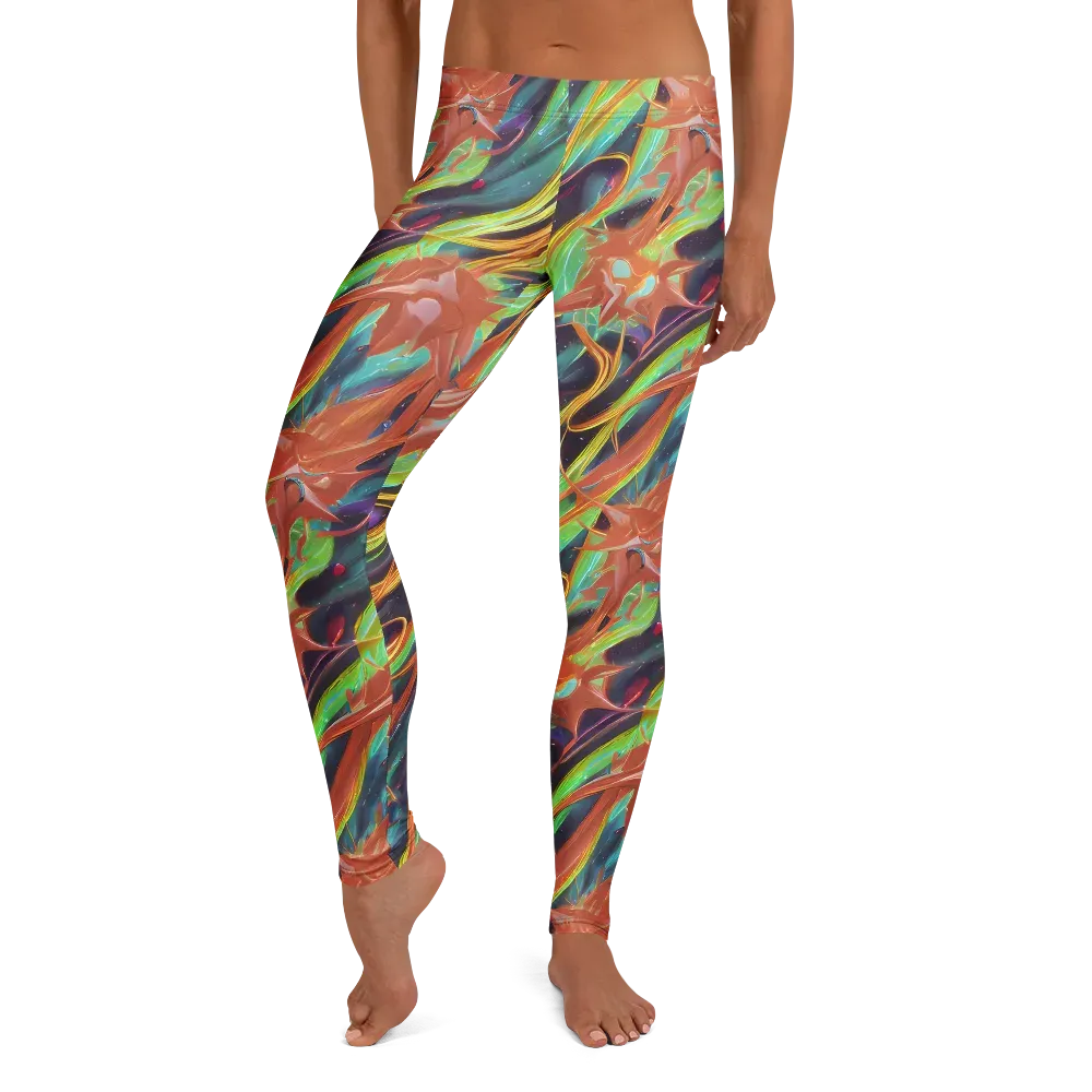 Neon Tidal Bloom on Leggings — Front