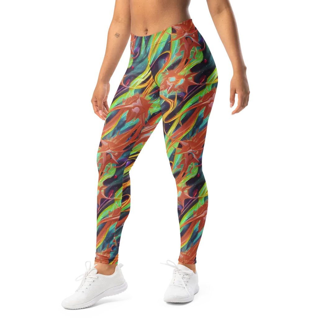 Neon Tidal Bloom on Leggings — Left Front