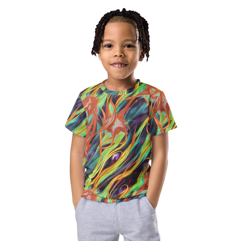 Neon Tidal Bloom on Kids Crew Neck T-Shirt — Front