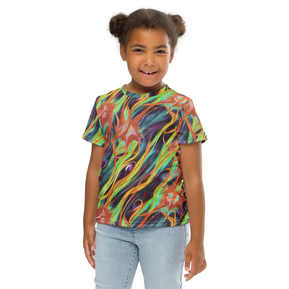 Neon Tidal Bloom on Kids Crew Neck T-Shirt — Front