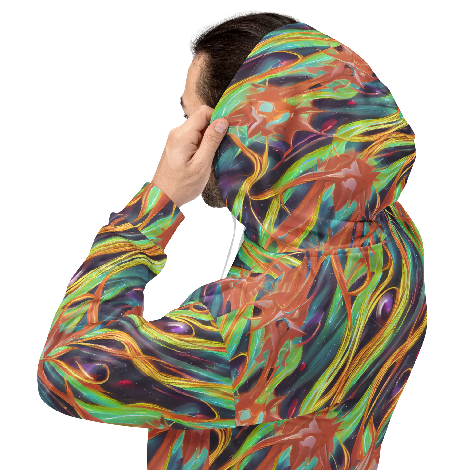 Neon Tidal Bloom on Hoodie — Back