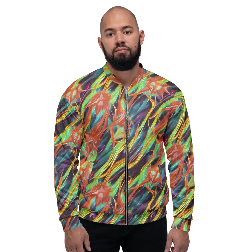 Neon Tidal Bloom on Bomber Jacket — Front