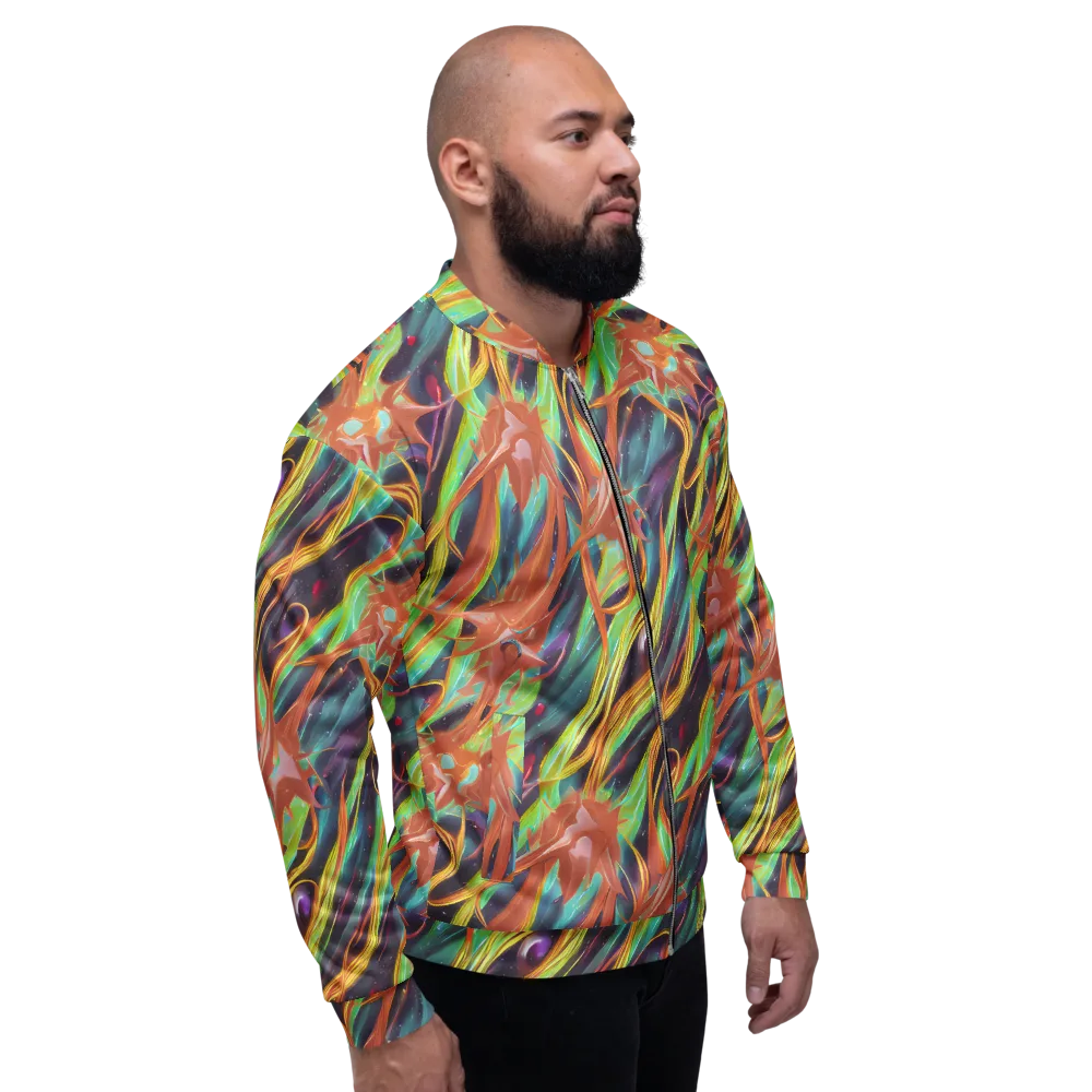 Neon Tidal Bloom on Bomber Jacket — Right