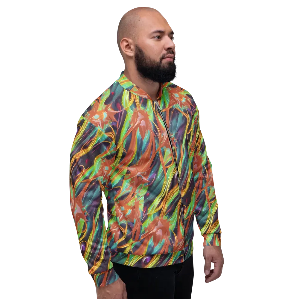 Neon Tidal Bloom on Bomber Jacket — Right