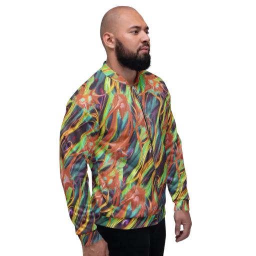 Neon Tidal Bloom on a Bomber Jacket