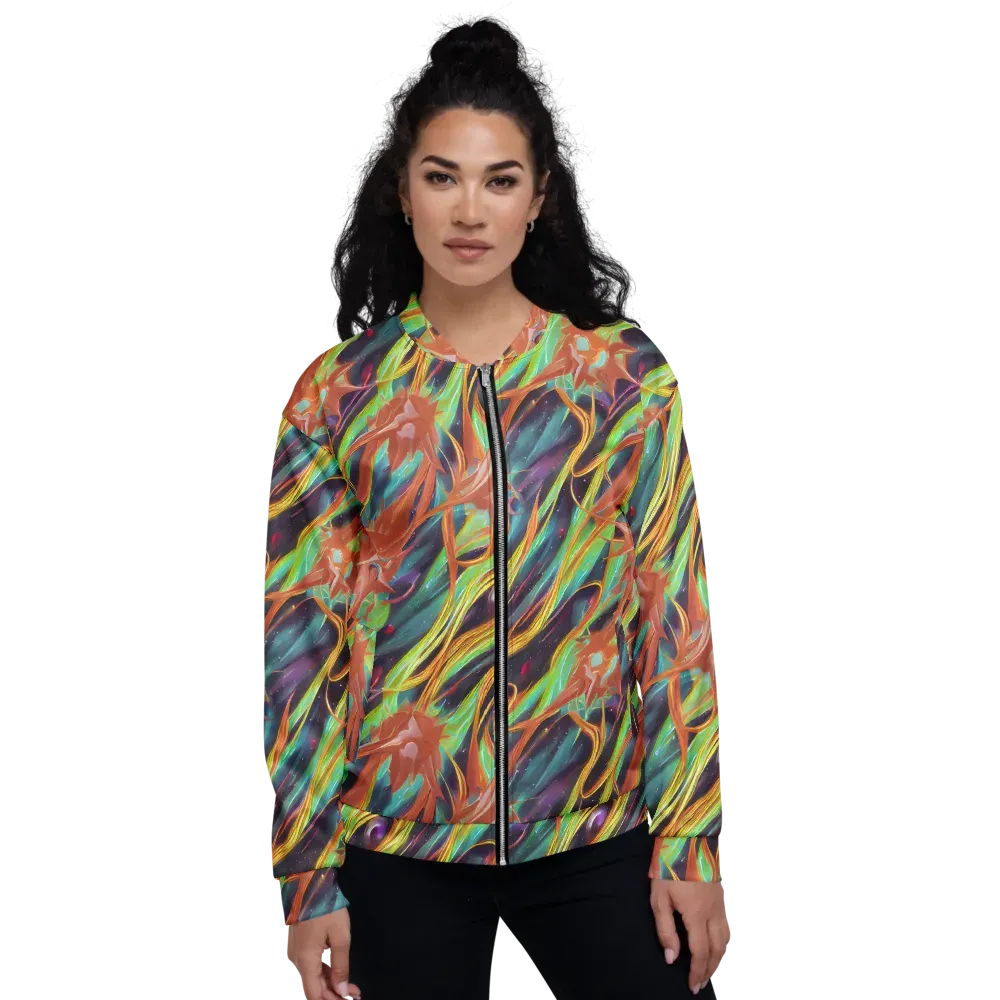 Neon Tidal Bloom on Bomber Jacket — Front