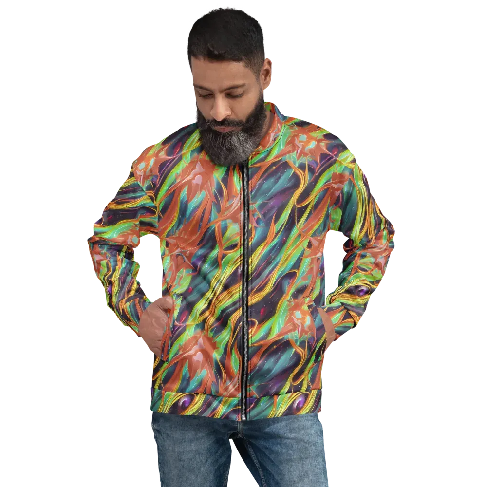 Neon Tidal Bloom on Bomber Jacket — Front