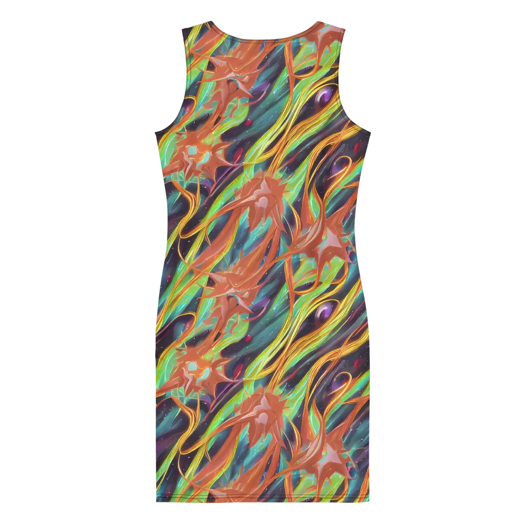 Neon Tidal Bloom on Bodycon Dress — Back