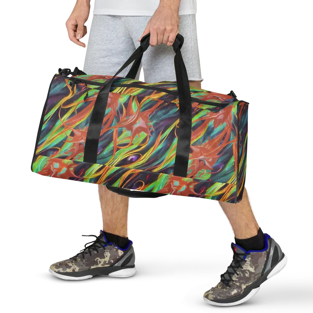 Neon Tidal Bloom on Duffle Bag — Front