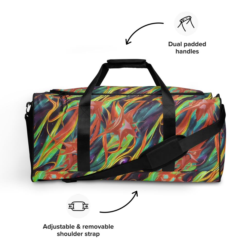 Neon Tidal Bloom on Duffle Bag — Front