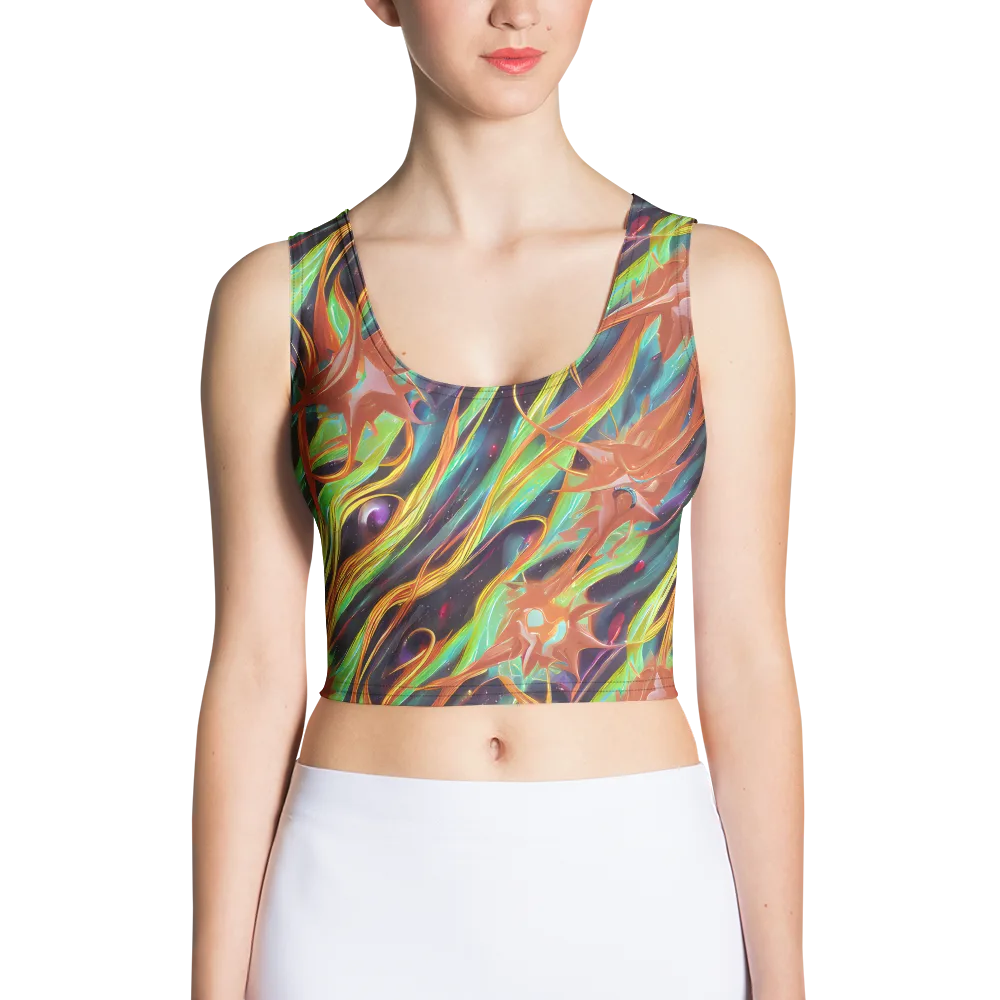 Neon Tidal Bloom on Crop Top — Front