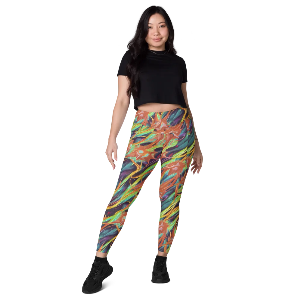 Neon Tidal Bloom on Leggings with Pockets — Front